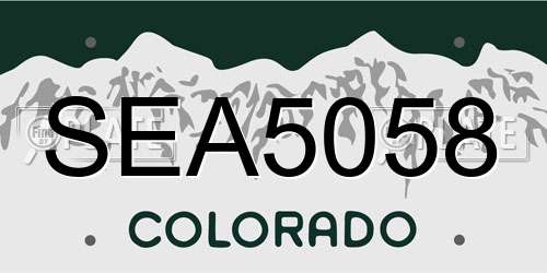 SEA5058 Colorado License Plate