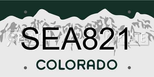 SEA821 Colorado License Plate