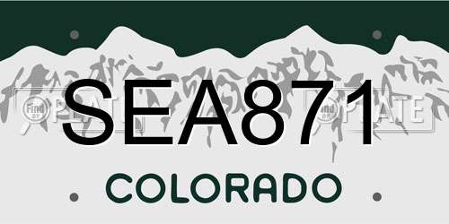 SEA871 Colorado License Plate
