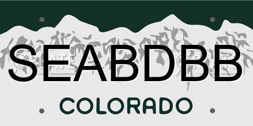 SEABDBB Colorado License Plate