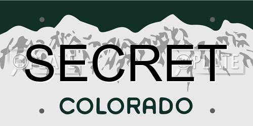 SECRET Colorado License Plate