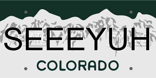 SEEEYUH Colorado License Plate