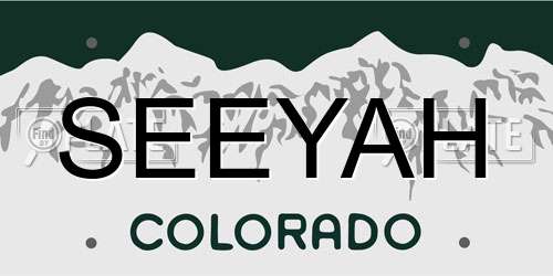 SEEYAH Colorado License Plate