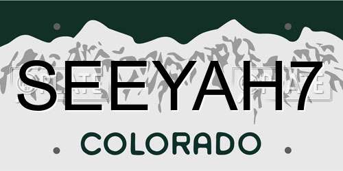 SEEYAH7 Colorado License Plate
