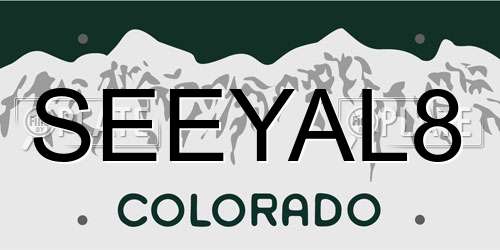 SEEYAL8 Colorado License Plate