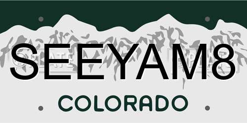 SEEYAM8 Colorado License Plate