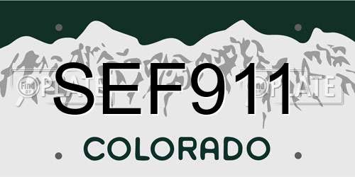 SEF911 Colorado License Plate