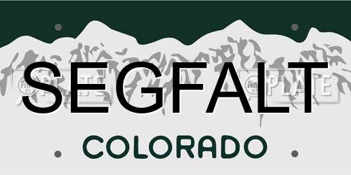 SEGFALT Colorado License Plate
