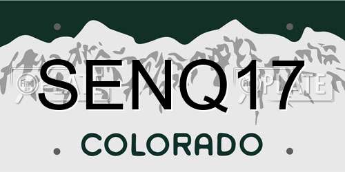 SENQ17 Colorado License Plate