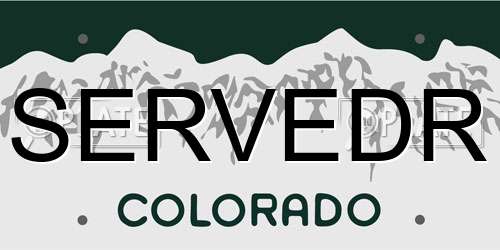SERVEDR Colorado License Plate