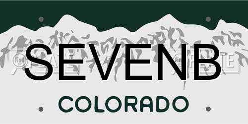 SEVENB Colorado License Plate