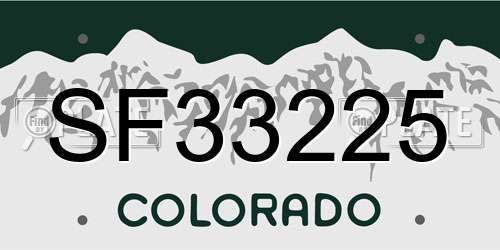 SF33225 Colorado License Plate