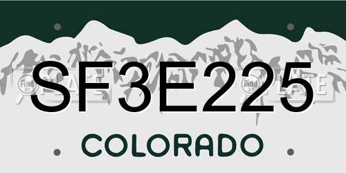SF3E225 Colorado License Plate