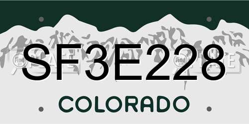 SF3E228 Colorado License Plate