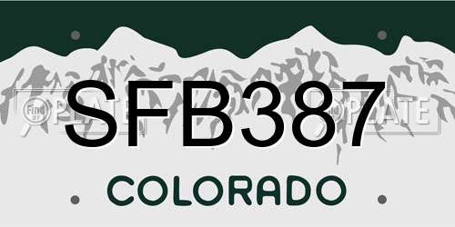 SFB387 Colorado License Plate