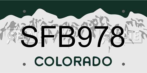 SFB978 Colorado License Plate