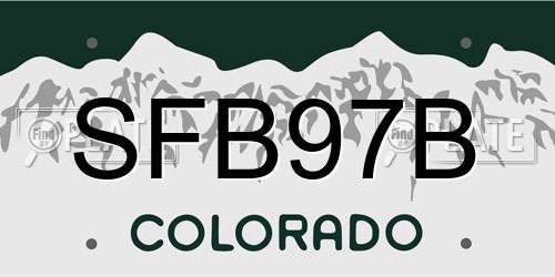 SFB97B Colorado License Plate