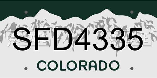 SFD4335 Colorado License Plate