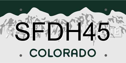 SFDH45 Colorado License Plate