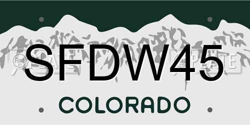SFDW45 Colorado License Plate
