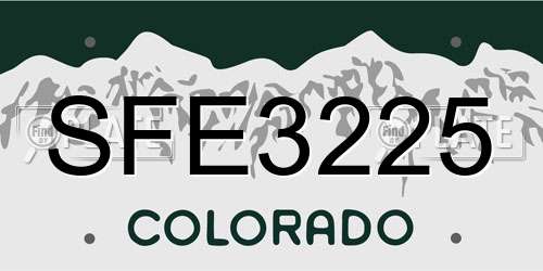 SFE3225 Colorado License Plate