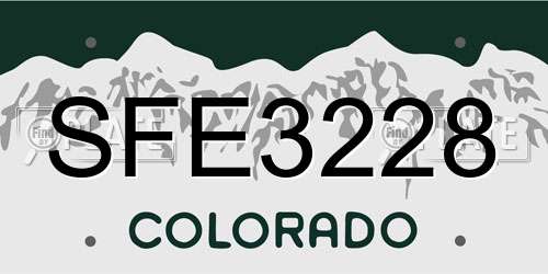 SFE3228 Colorado License Plate
