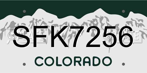 SFK7256 Colorado License Plate