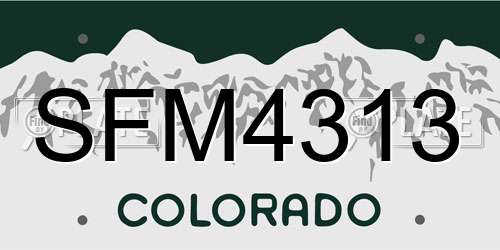 SFM4313 Colorado License Plate