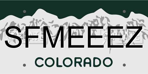 SFMEEEZ Colorado License Plate