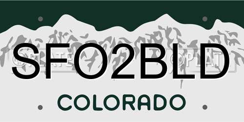 SFO2BLD Colorado License Plate