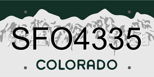 SFO4335 Colorado License Plate
