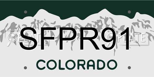 SFPR91 Colorado License Plate