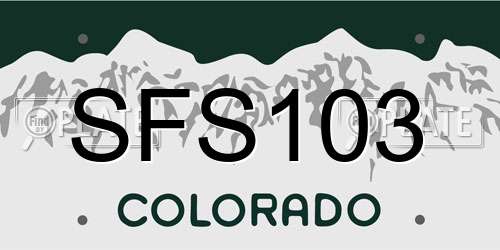 SFS103 Colorado License Plate