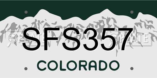 SFS357 Colorado License Plate