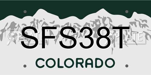 SFS38T Colorado License Plate