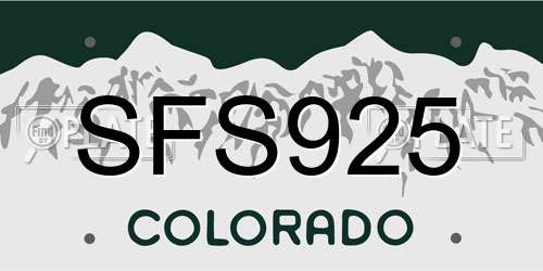 SFS925 Colorado License Plate