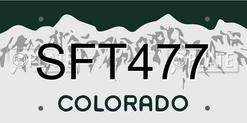SFT477 Colorado License Plate
