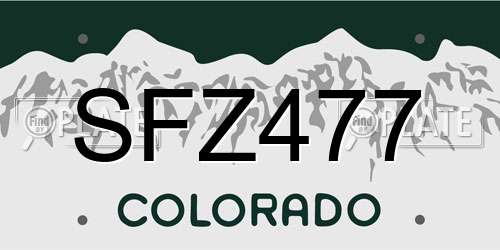 SFZ477 Colorado License Plate