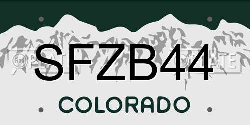 SFZB44 Colorado License Plate