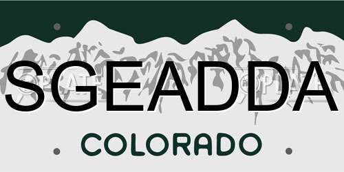 SGEADDA Colorado License Plate
