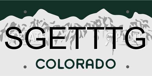 SGETTTG Colorado License Plate