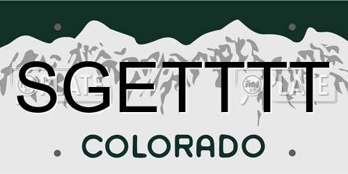SGETTTT Colorado License Plate