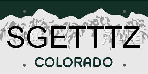 SGETTTZ Colorado License Plate