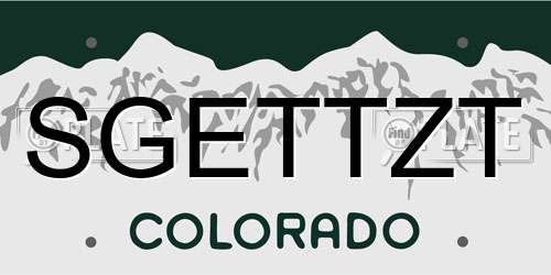 SGETTZT Colorado License Plate