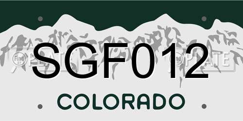 SGF012 Colorado License Plate