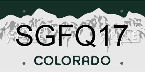 SGFQ17 Colorado License Plate