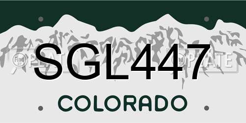SGL447 Colorado License Plate
