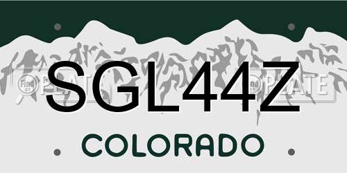 SGL44Z Colorado License Plate