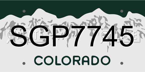SGP7745 Colorado License Plate