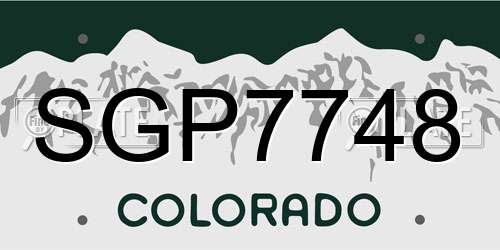 SGP7748 Colorado License Plate